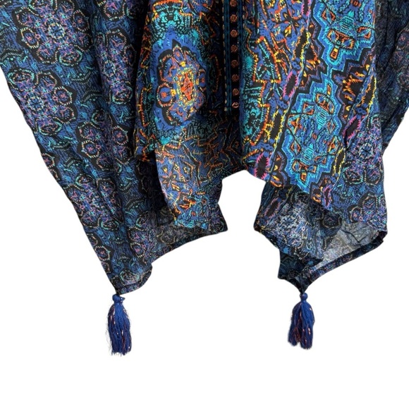 MiracleSuit Danube Bleu Tassel Tunic Caftan Cover Up Women’s Small Blue Mosaic - Picture 10 of 13